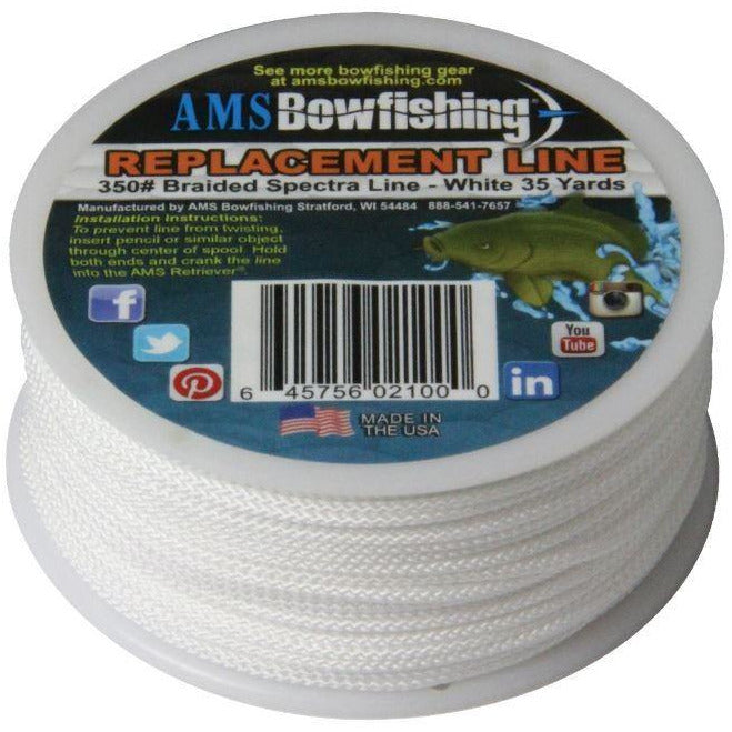 Braided White Spectra Bowfishing Line (35 yard-350lb.) - James River Archery